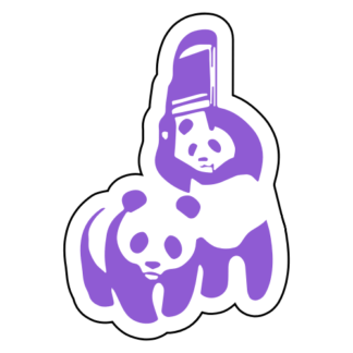 Funny Panda Fight Sticker (Lavender)